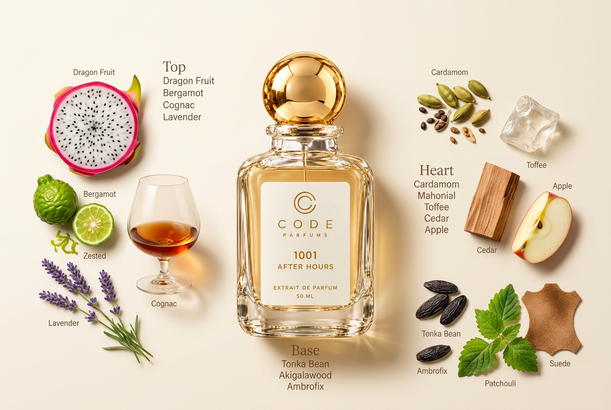 1001 After Hours bottle-and-notes hero