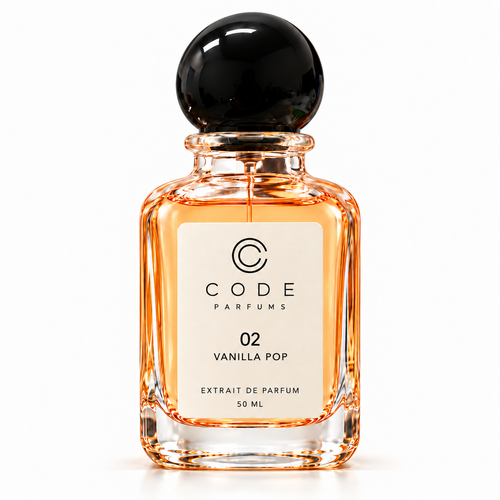 02 Vanilla Pop 50 ml bottle with 28 × 40 mm label